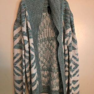Tilly's White and Mint Zebra Sweater Cardigan